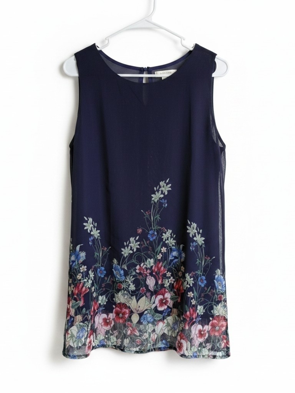 Kongliren Navy Dress With Floral Design